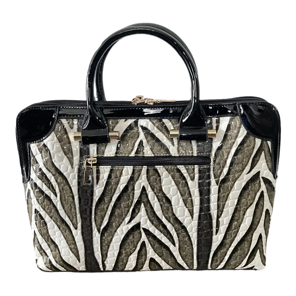 Le Miel Zebra Top Handle Handbag Crossbody Convertible Purse - Picture 2 of 10